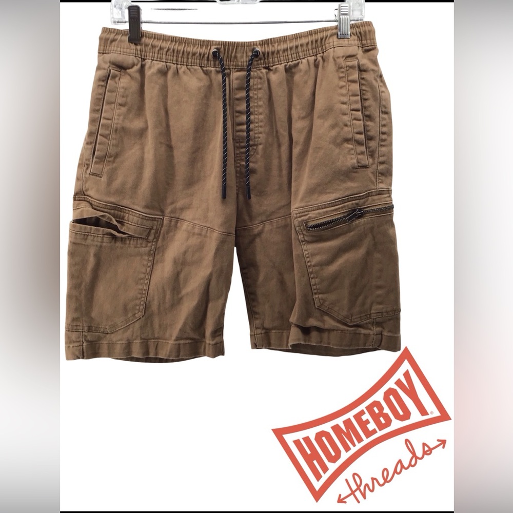 Homeboy Threads Tan Cargo Shorts for Men